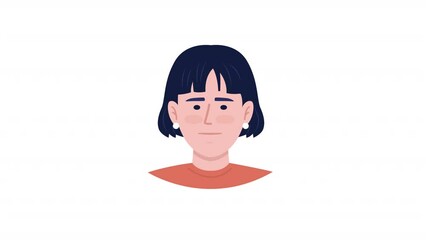 Poster - Animated adult emotion set. Mental state. Moods and feelings. Flat character head with facial expression animation. Colorful cartoon style HD video footage on white with alpha channel transparency