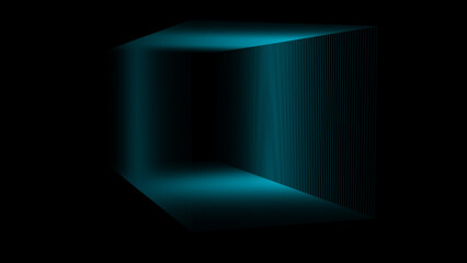 Poster - Absorption tunnel on a black background. Hypnotic abstract illusion. Abstract 3d portal. 3d rendering.
