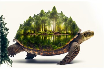 Wall Mural - Animal - shaped picture of the forest - transparent background	turtle