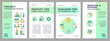 © IMG visuals icons - Project scheduling stages green brochure template. Leaflet design with linear icons. Editable 4 vector layouts for presentation, annual reports. Arial, Myriad Pro-Regular fonts used