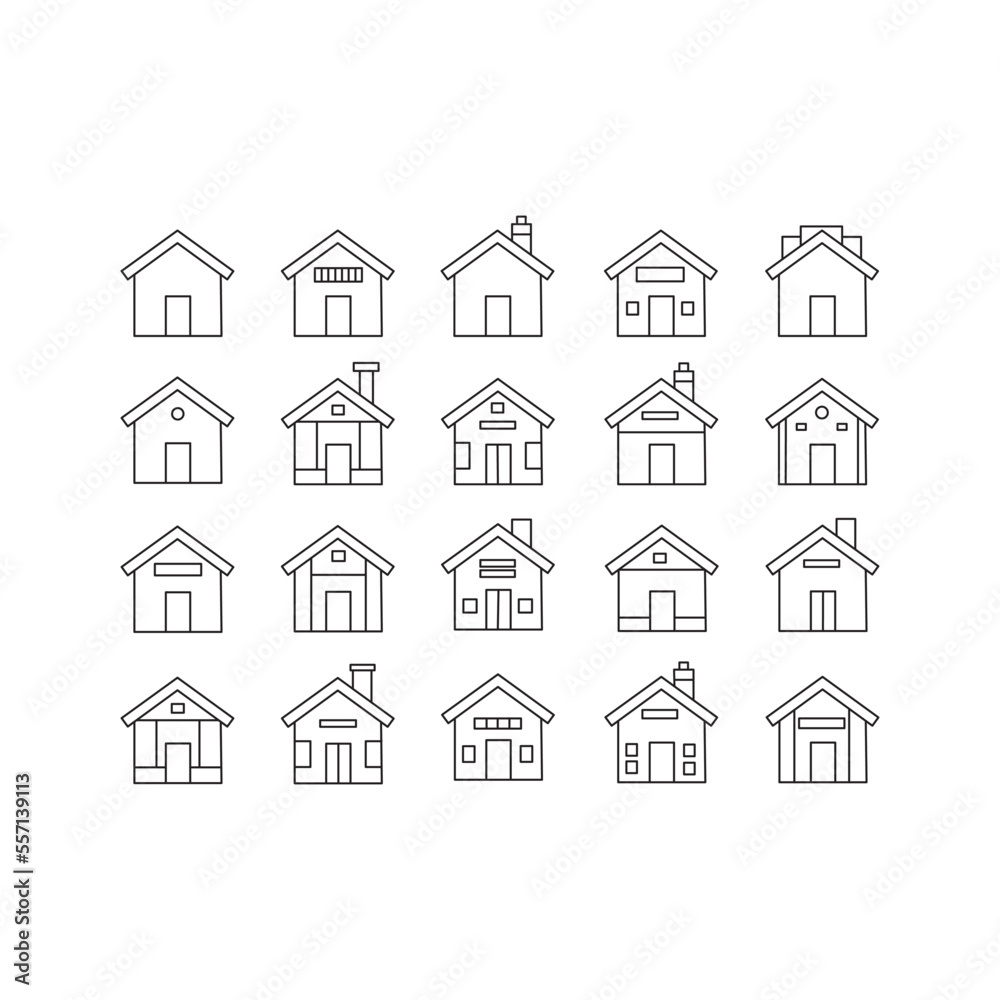 house icon set in flat style. home icon set isolate on white background ...