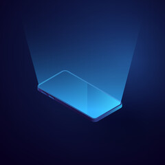 3d isometric phone vector. Smartphone blank screen mock up.