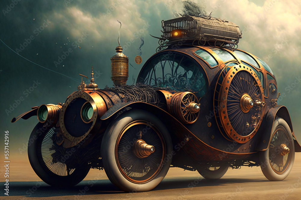 steampunk car, vintage car, fantasy oldtimer,fictional car made with ...