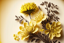 Gelbe 3D Blumen, Generative AI 