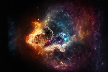 Wall Mural - stellar particles in motion on a dark backdrop, a nebula of starlight in the cosmos set in outer spa