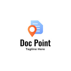 Poster - Doc point logo design template. Review search icon vector, concept of analysing, correcting, evaluating, surveying, etc. 