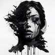 Black Chaotic Ink Woman Hair Abstract Mental Health Shadow Beauty Art  Generative AI Tools Technology illustration