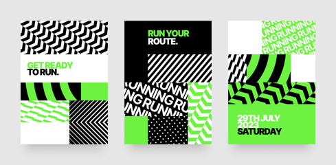 Wall Mural - Vector layout template design for run, championship or sports event. Poster design with abstract running track on stadium with lane. Design for flyer, poster, cover, brochure, banner or any layout.