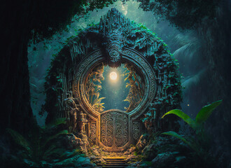 portal to another dimension in a tropical rainforest environment