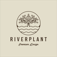 Wall Mural - river plant reed logo line art vector simple illustration template icon graphic design. cattails gra
