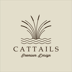Wall Mural - river plant reed logo line art vector simple illustration template icon graphic design. cattails gra