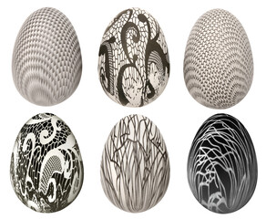 Wall Mural - contemporary black and white graphic artistic easter decoration eggs isolated
