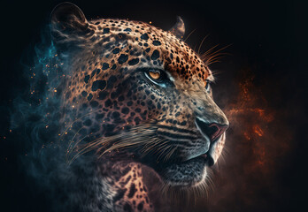 Wall Mural - Portrait of a Leopard digital art,illustration,Design,vector,art