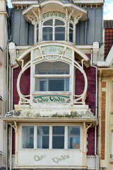 Wall Mural - art nouveau detail on the facade of an old seaside buildings at Malo-Les-Bains beach in Dunkirk, france