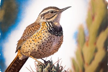 Aufkleber - Cactus Wren generated by generative AI