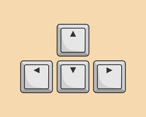 Fototapete - Cursor key arrangements, The four cursor keys (up, down, left, and right)in the cursor key zone,Arrow keys or cursor movement keys are buttons on a computer keyboard that are either programmed