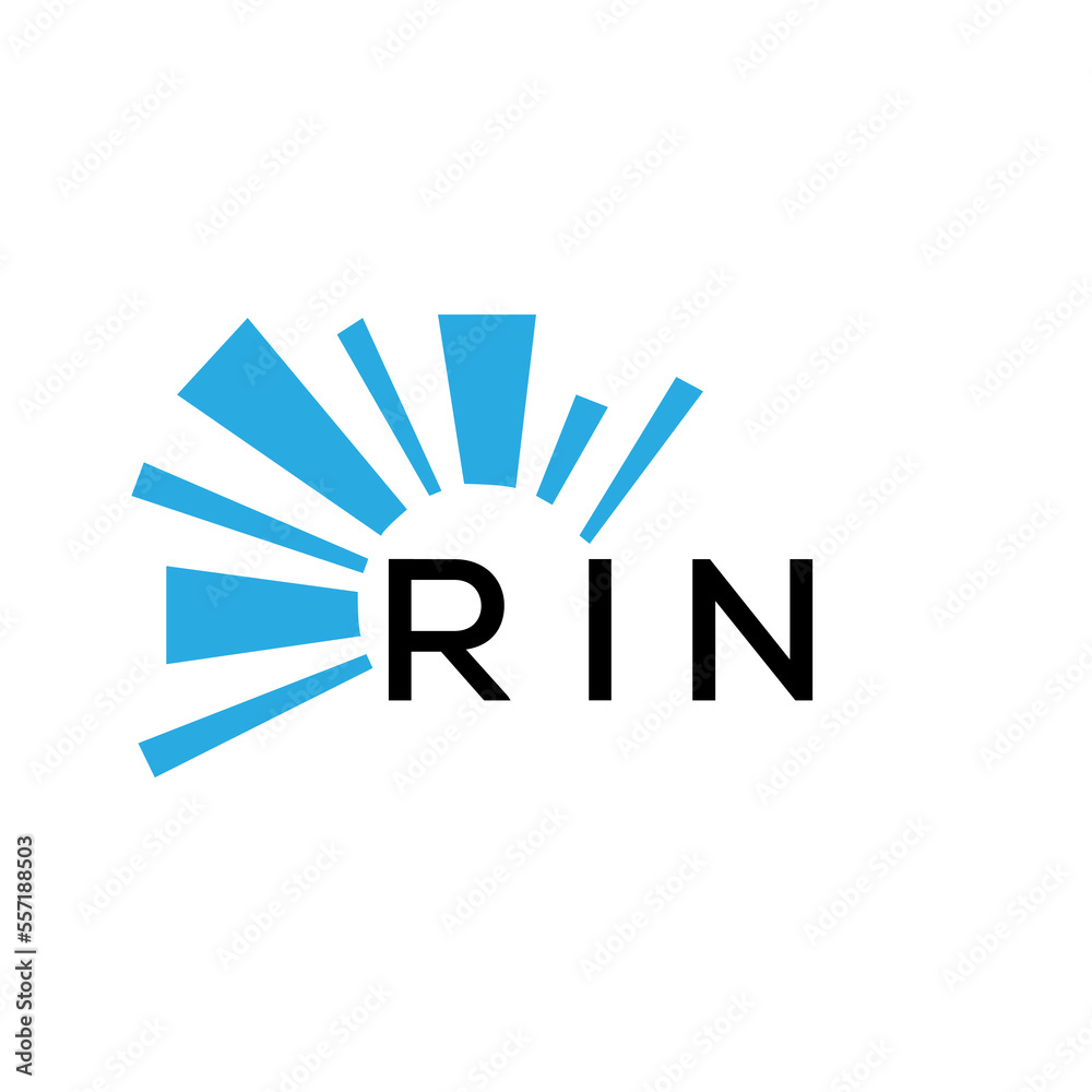 RIN letter logo. RIN blue image on white background and black letter ...