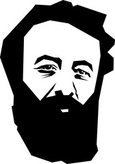 Wall Mural - Jules Verne, 1828 - 1905, French Novelist, Poet, and Playwright, Stylized Black and White Vector Illustration