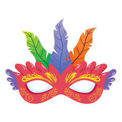 Wall Mural - red mardi gras mask with feathers