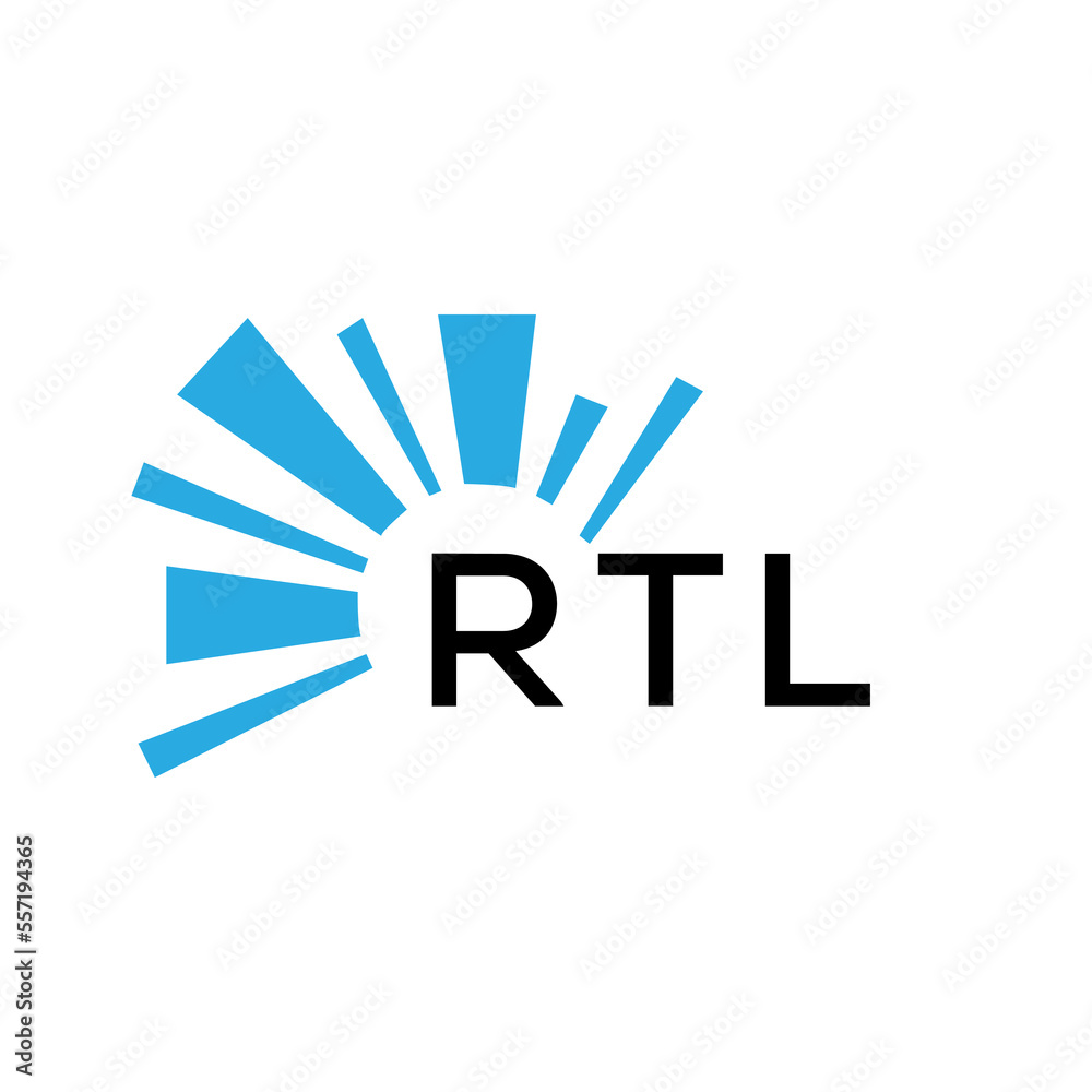 RTL letter logo. RTL blue image on white background and black letter ...