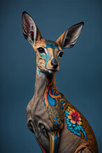 Colorful Deer Portrait 