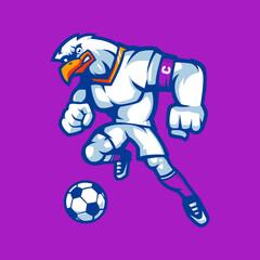 Wall Mural - Eagle cartoon mascot for soccer team