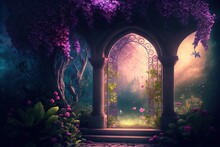 Wonderful Scenery Of An Enchanted Garden, Perfect For Creating A Magical Scene. Generative AI