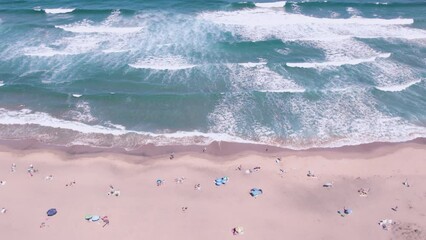 Wall Mural - aerial view of crashing waves and blue Sea water surface texture Bulgaria