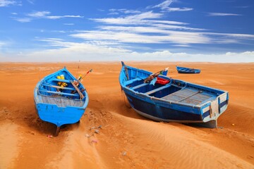 Sticker - Morocco tourist attraction - desert boats