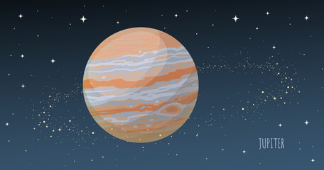 Wall Mural - jupiter planet. collection of planets of solar system. cartoon style vector illustration isolated on