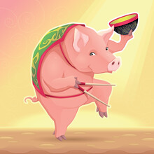 Illustration Of A Pink Pig