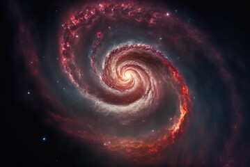 Wall Mural - it's a stunning red spiral galaxy out there in the cosmos. speculative fiction set in the future. ge