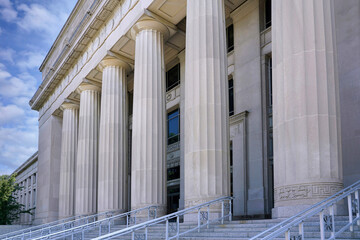 Wall Mural - Ann Arbor, Michigan -  Entrance to classical style university building with doric columns, Angell Hall at University of Michigan