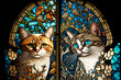 Stained Glass Windows with Cats in the window.
Generative ai