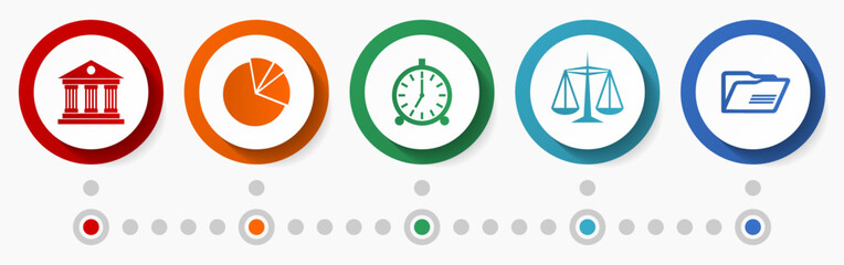 Leinwandbilder - Education vector icon set,  school concept flat design buttons, business infographic template