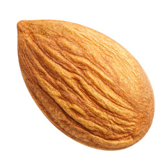 Wall Mural - Close-up of delicious single almond, isolated on white background