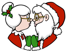 Mrs And Mr Santa Claus Kissing