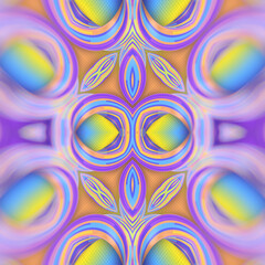 Poster - Pattern of twisted shapes with iridescent stripes. Geometric background. 3d rendering digital illustration
