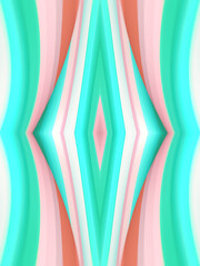 Poster - Abstract wavy symmetrical background of twisted geometric shapes. 3d rendering pattern digital illustration