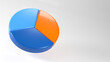 abstract blue and orange pie graph for business design, infographic, reports, 3D rendering