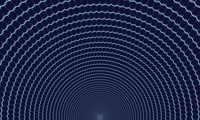 Poster - Half part of round as background. Blue abstract vector circle frame with waves as logo or emblem. Circle form border on dark background for your design.