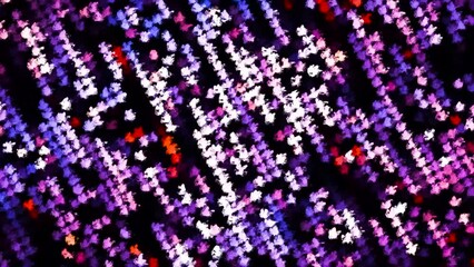 Poster - Moving stripes of colorful dots in disco style. Motion. Colorful bright dots move in stripes in rotating background. Disco ball style animation with rotating dot lines