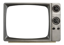 Vintage 1970's Era Television Set Isolated On A Transparent Background.