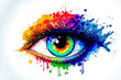 canvas print picture - Auge Das sehende Auge Optikus Retina Iris Ophthalmos Chorioidea Closeup Generative AI Digital Art Background Hintergrund Illustration Cover Kunst