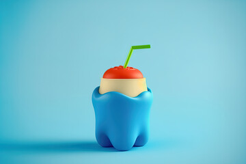 Poster - Minimalistic food and beverage idea item. Illustration of a bell pepper on a blue backdrop. Each element's clipping path is provided. Generative AI