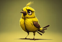 A Yellow Bird Cartoon. Generative AI