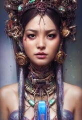 Poster - Portrait of a beautiful priestess. Image of an ancient princess. Generative AI Art