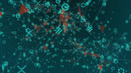 Poster - Abstract digital connection moving dots and lines. Technology background. Network connection structure. Plexus effect. 3d Seamless loop. 4K