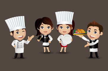 Wall Mural - Profession - chef with different poses