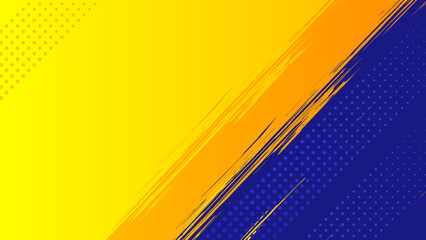 Abstract grunge background vector with paint brush and halftone effect, template design banner with gradient blue and yellow color of ukraine flag 